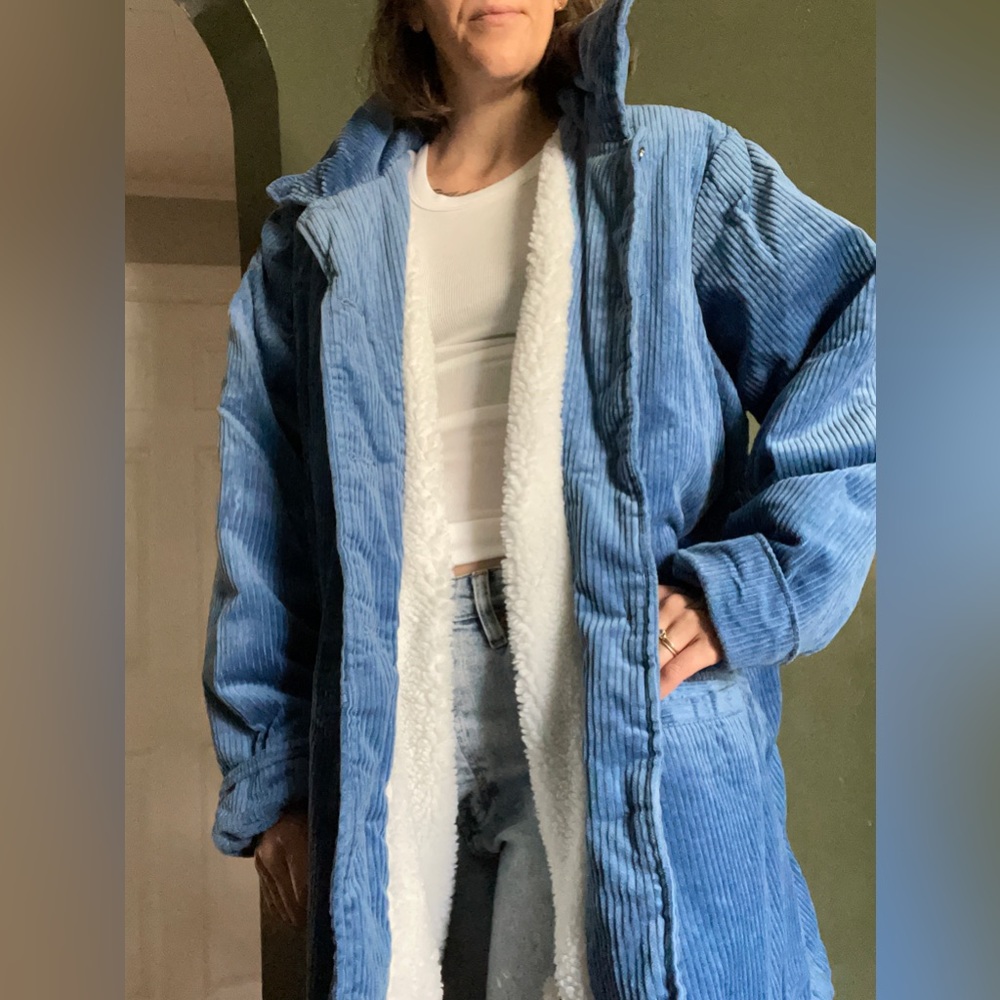 Vintage corduroy Sherpa-lined shacket